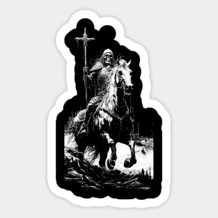 Death Rides A Horse - skeletal warrior harbinger of evil omen Sticker